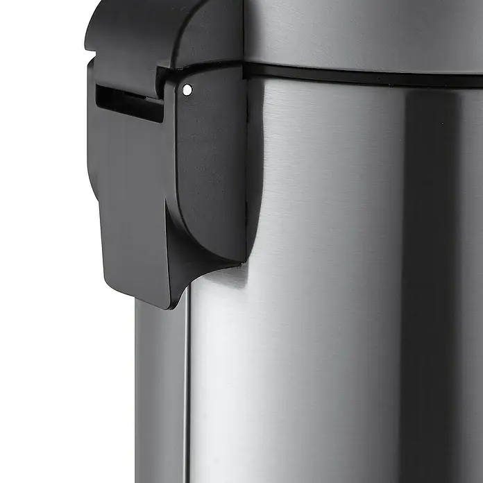 Vepa Bins Treteimer Maggey - 12 l, Edelstahl, Mattsilber - Detailaufnahme einer eleganten Edelstahl-Thermoskanne mit schwarzem Ausgießer, ideal für warme Getränke unterwegs.