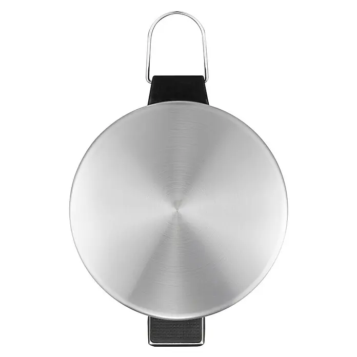 Vepa Bins Treteimer Trittmülleimer Venus - 20 l, Metall, Edelstahl - Silberner runder Tretabfalleimer mit schwarzem Griff. Der Abfalleimer besteht aus langlebigen und hochwertigen Materialien.