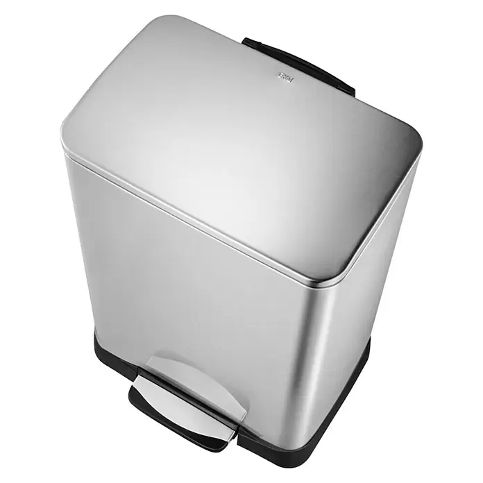 Vepa Bins Treteimer Neo-Cube Recycling - 46 l, Edelstahl, Mattsilber - Ein Edelstahl-Treteimer mit rechteckigem Design und Pedal zur einfachen Bedienung. Ideal für Küche oder Bad.