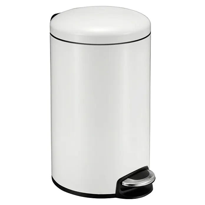 Vepa Bins Treteimer Maggey - 20 l, Edelstahl, Weiß - Ein stilvoller, weißer Treteimer mit Pedal, ideal für Badezimmer oder Küche, bietet Komfort und Hygiene.