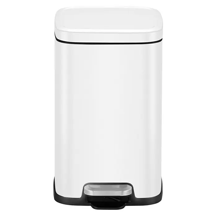 Vepa Bins Treteimer Stella - 12 l, Stahl, Weiß - Ein stilvoller, weißer Treteimer mit einem schlanken, rechteckigen Design, perfekt für jedes moderne Badezimmer oder Küche.
