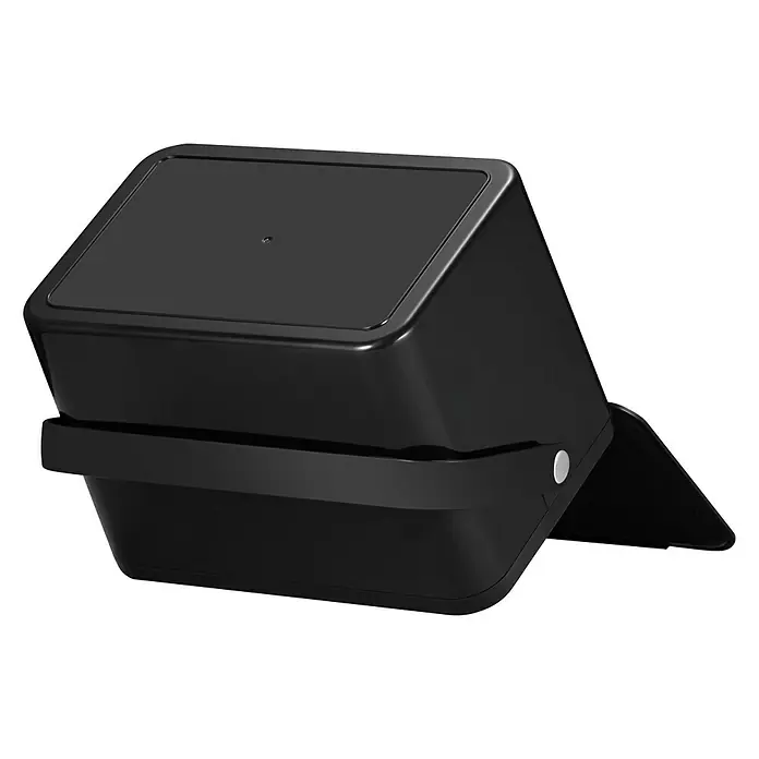 Vepa Bins Standard Mülleimer Foodwaste Caddy - 4 l, Kunststoff, Schwarz - Schwarzes quadratisches elektronisches Gerät, möglicherweise ein Drucker oder ein Scanner, auf einem schwarzen Hintergrund.