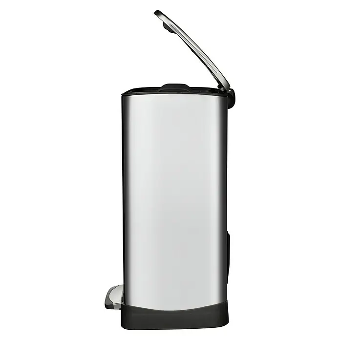 Vepa Bins Treteimer Neo-Cube Recycling - 46 l, Edelstahl, Mattsilber - Edler, offener Treteimer aus Edelstahl mit schwarzem Sockel. Stilvolle Lösung für die Abfallentsorgung in Küche und Bad.