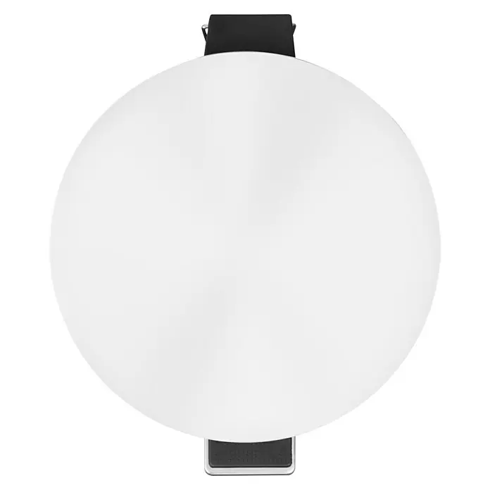 Vepa Bins Treteimer Trittmülleimer Venus - 20 l, Metall, Weiß - Draufsicht auf einen weißen Tisch mit schwarzem Gestell, ideal für moderne Büros oder Besprechungsräume. Klare Linien und minimalistisches Design.