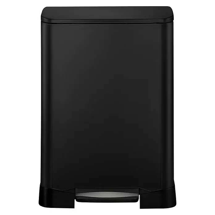 Vepa Bins Treteimer Neo-Cube Recycling - 46 l, Edelstahl, Schwarz - Schwarzer, rechteckiger Treteimer. Der Abfalleimer ist mit einem Fußpedal ausgestattet und hat ein schlankes, modernes Design.