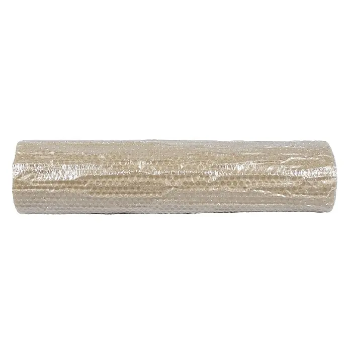 Plástico de burbujas con papel kraft - L x An: 5 x 0,6 m, Marrón - Un rollo de papel de embalaje envuelto en plástico de burbujas, ideal para transportar y proteger objetos frágiles de forma segura.