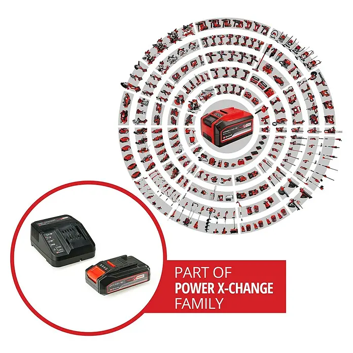 Einhell Power X-Change 18V Akku & Ladegerät PXC-Starter-Kit - 18 V, 1 Akku, 2,5 Ah - Akku-Ladegerät und Akku für das Power X-Change-System. Die vielseitige Lösung für kabellose Freiheit bei einer Vielzahl von Werkzeugen und Gartengeräten.