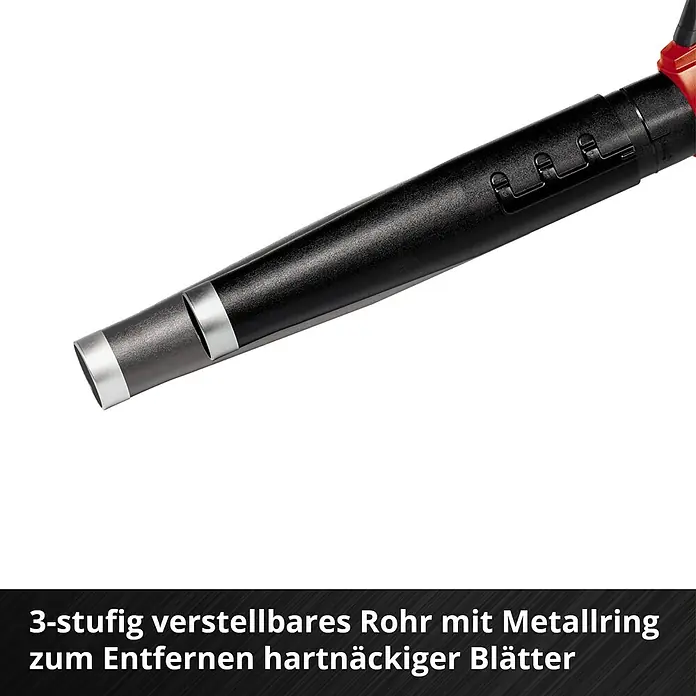 Einhell Professional Akku-Laubbläser GP-LB 36/210 Li E-Solo - 18 V, Ohne Akku, Blasgeschwindigkeit: 210 km/h, Blasleistung: 816 m³/min - 3-stufig verstellbares Rohr mit Metallring zum Entfernen hartnäckiger Blätter. Flexibel und robust für den Einsatz im Garten.