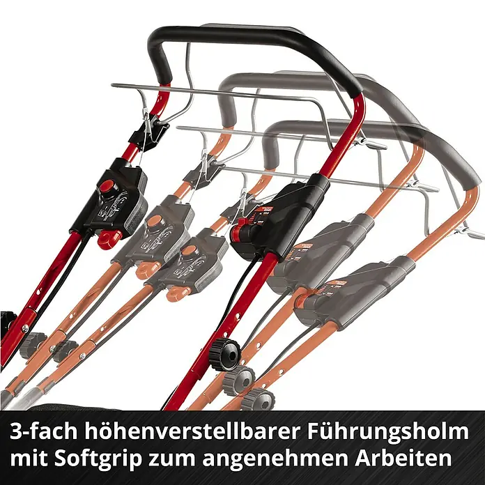 Einhell Professional Akku-Rasenmäher GP-CM 36/47 S HW Li - 18 V, 4 Akkus, 4 Ah, Schnittbreite: 47 cm - Höhenverstellbarer Führungsholm mit Softgrip für komfortables Arbeiten.