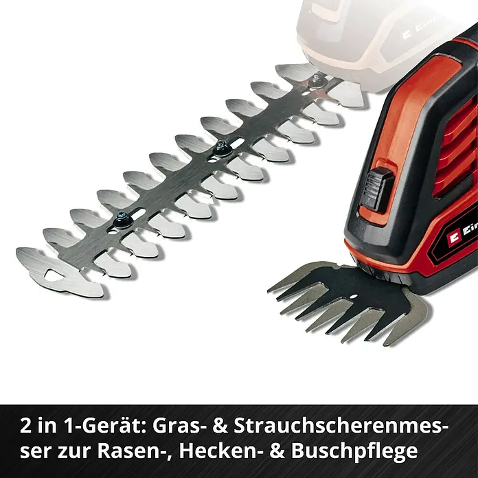 Einhell Power X-Change 18V Akku-Grasschere CE-CG18/100 LI T-SOLO - 18 V, Ohne Akku, Schnittbreite: 100 mm - 2-in-1 Gras- und Strauchschere mit Messern zur Rasen-, Hecken- und Buschpflege. Ein praktisches Gartengerät für vielseitige Anwendungen.