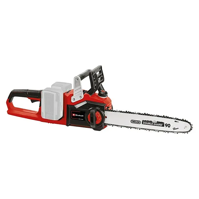 Einhell Professional Akku-Kettensäge GP-LC 36/35 Li-Solo - 36 V, Ohne Akku, Schwertlänge: 35 cm - Abbildung einer roten Einhell Akku-Kettensäge mit Oregon Double Guard 90 Schwert.