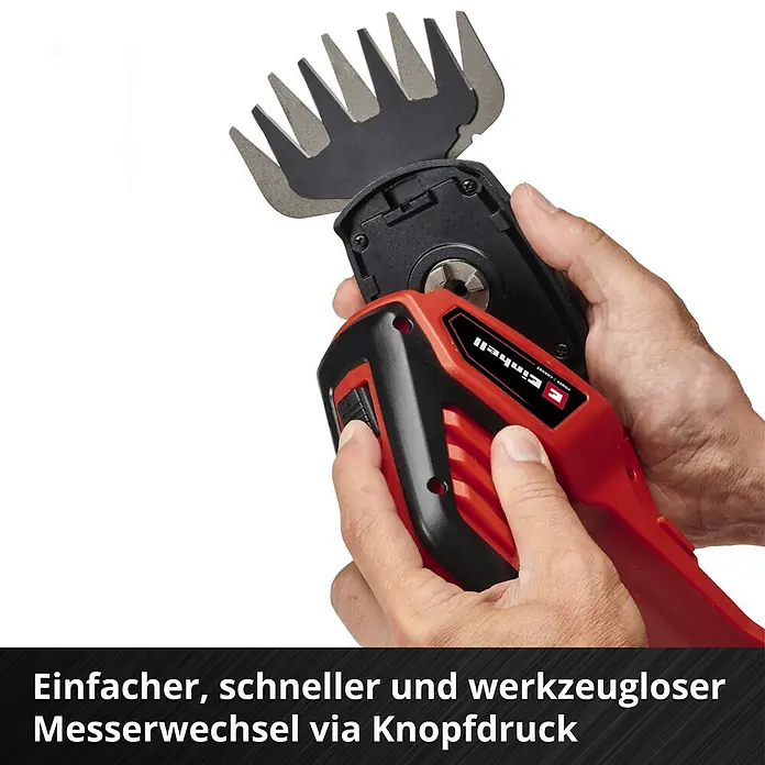 Einhell Power X-Change 18V Akku-Grasschere CE-CG18/100 LI T-SOLO - 18 V, Ohne Akku, Schnittbreite: 100 mm - Einhell Akku-Gras- und Strauchschere mit Messerwechsel per Knopfdruck für einfaches Wechseln der Messer.