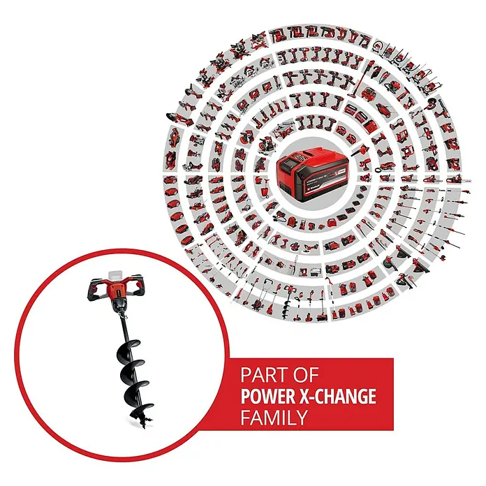 Einhell Professional Akku-Erdbohrer - 18 V, Ohne Akku, Durchmesser: 150 mm - Abbildung einer Einhell Erdlochbohrmaschine aus der Power X-Change Familie, ideal für Gartenarbeiten und zum Bohren von Erdlöchern.