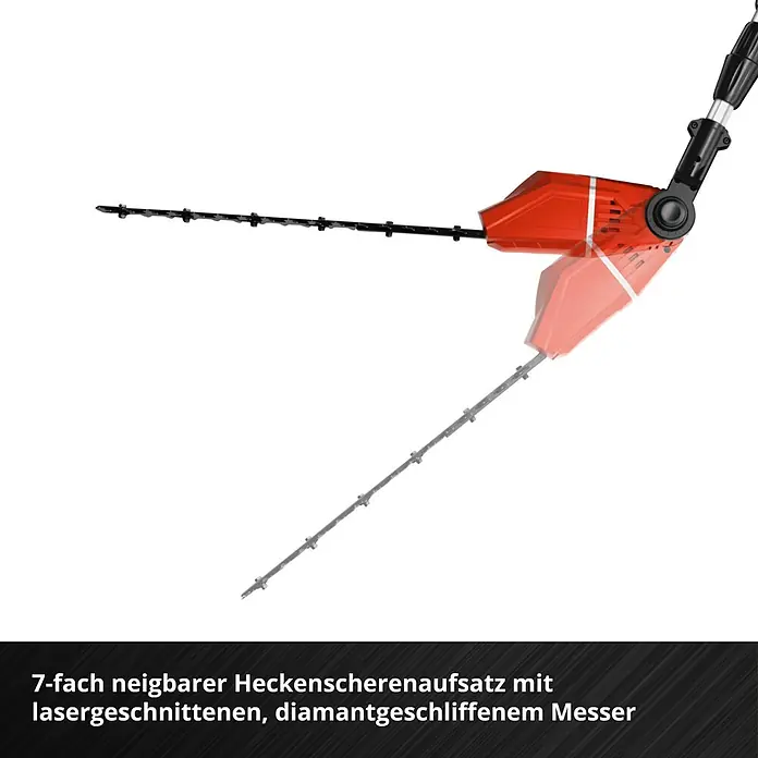 Einhell Power X-Change 18V Akku-Multifunktionswerkzeug GE-HC 18 Li T-Solo - 18 V, Li-Ionen, Ohne Akku, Schnittlänge: 40 cm - Aufsatz für Heckenschere mit 7-fach verstellbarem Schneidkopf und lasergeschnittenem, diamantgeschliffenem Messer.