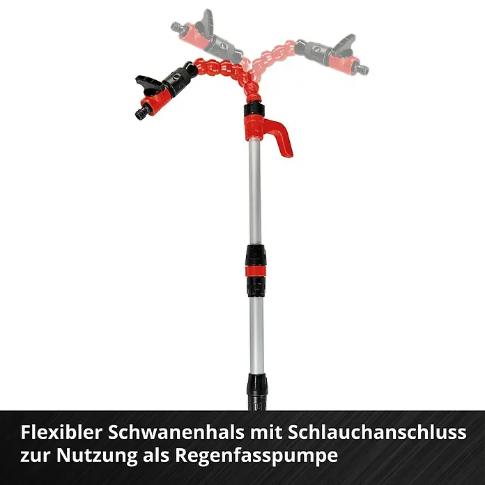 Einhell Power X-Change 18V Akku-Klarwasserpumpe GE-PP 18 RB LI SOLO - 18 V, Ohne Akku, Max. Fördermenge: 3.000 l/h - Flexible Schwanenhals-Regenfasspumpe mit Schlauchanschluss. Ideal für die Gartenbewässerung.