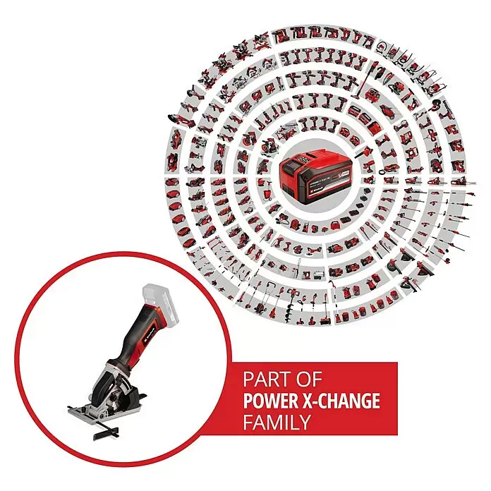 Einhell Power X-Change 18V Akku-Handkreissäge TE-CS 18/89Li-Solo18 V, Ohne Akku, Leerlaufdrehzahl: 0 U/min - 2.500 U/min Info