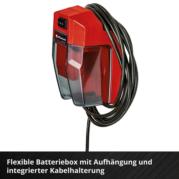 Einhell Power X-Change 18V Akku-Klarwasserpumpe GE-SP 18 LL Li - Solo - 18 V, Ohne Akku, Max. Fördermenge: 4.500 l/h - Flexible Batteriebox mit integrierter Kabelhalterung. Ideal zur Aufbewahrung und zum Transport von Batterien und Kabeln.