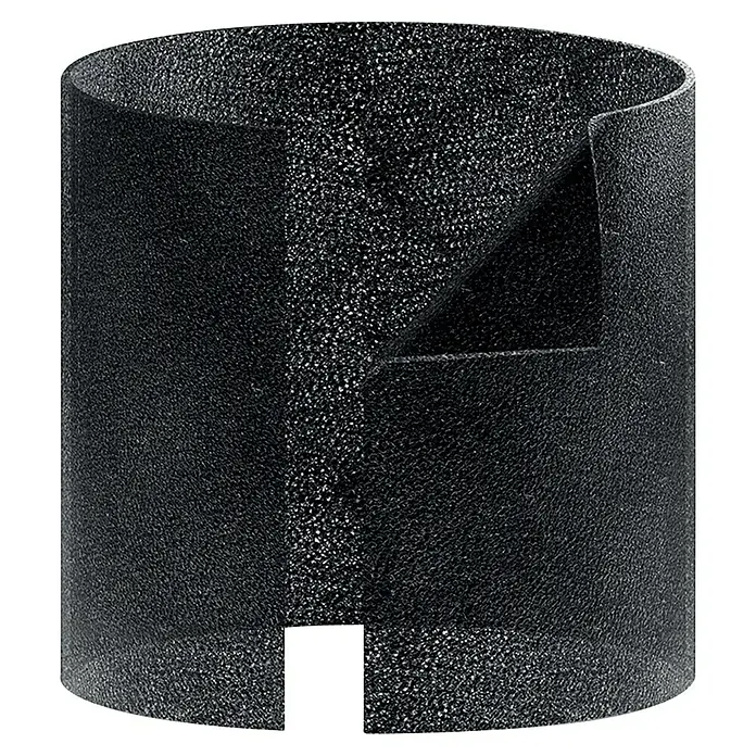 Leitz TruSens Aktivkohlefilter 3er Pack - 19,5 x 7,5 x 24,5 cm, Passend für: TruSens Luftreiniger Z-3000 - Abbildung eines zylindrischen, schwarzen Schallschutzes mit Aussparung, ideal zur Geräuschreduzierung und akustischen Optimierung.