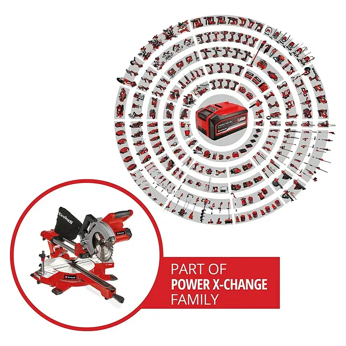 Einhell Power X-Change 18V Akku-Kapp- & Gehrungssäge TE-SM 36/210 Li-Solo - 36 V, Ohne Akku, 3.800 U/min - Einhell Kapp- und Gehrungssäge, Teil der Power X-Change Familie. Ein vielseitiges Werkzeug für präzise Schnitte in Holz und Kunststoffe.