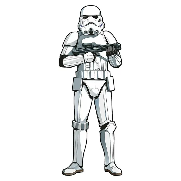 Komar Star Wars Dekosticker Stormtrooper XXL - B x H: 127 x 188 cm - Abbildung eines Stormtroopers aus Star Wars in seiner ikonischen weißen Rüstung, der ein Blaster-Gewehr hält.