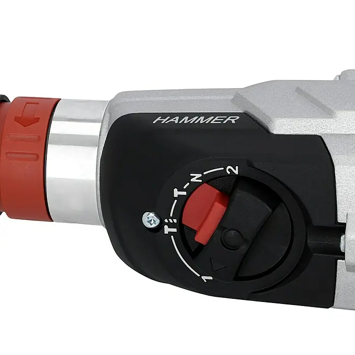 Metabo Kombihammer UHEV 2860-2 Quick Set - 1.100 W, 3,4 J, SDS-Plus-Aufnahme - Nahaufnahme einer Hammerbohrmaschine mit Drehknopf für verschiedene Bohrfunktionen. Hervorgehobene Details und Funktionalität.