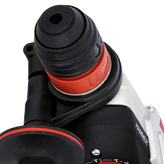 Metabo Kombihammer UHEV 2860-2 Quick Set - 1.100 W, 3,4 J, SDS-Plus-Aufnahme - Nahaufnahme einer Hammerbohrmaschine mit rotem Ring.