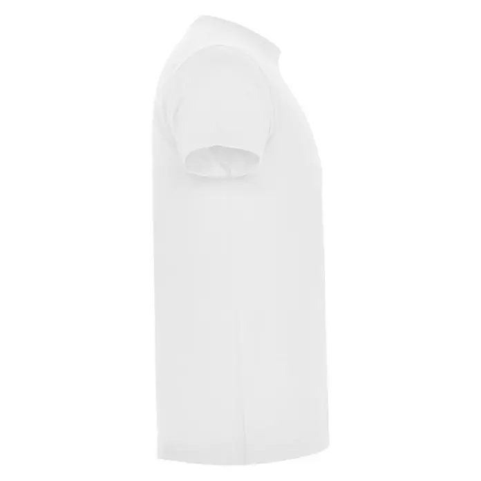 Camiseta Atomic - XXL, Blanco, 85% algodón / 15% viscosa - Vista lateral de una camiseta blanca lisa. La camiseta tiene mangas cortas y cuello redondo, ideal para uso casual.