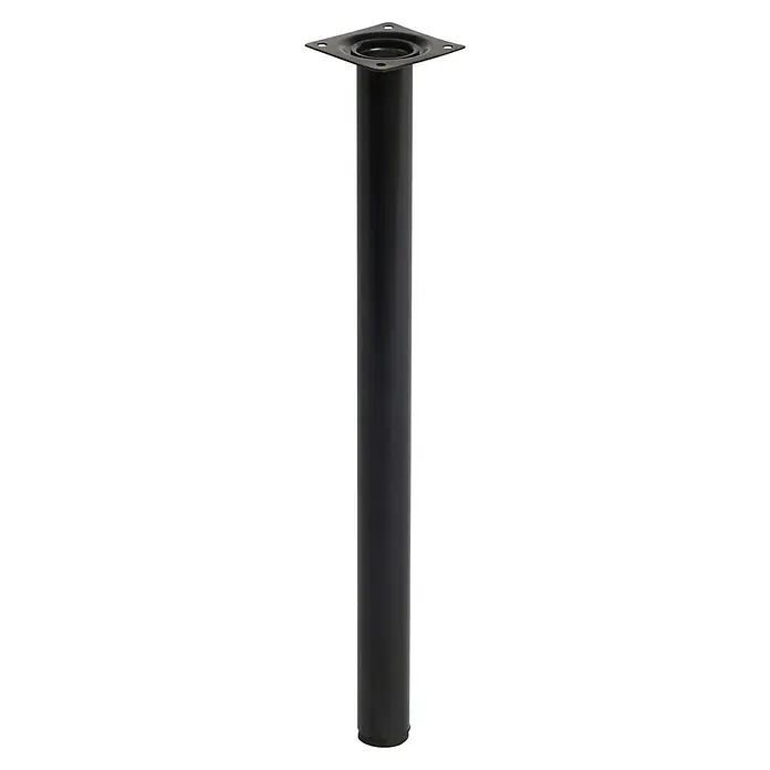 Element System MöbelfußØ x H: 3 x 40 cm, Traglast: 50 kg, Stahl, Schwarz - Schwarzes Tischbein mit quadratischer Montageplatte für Möbelprojekte, robust und langlebig.