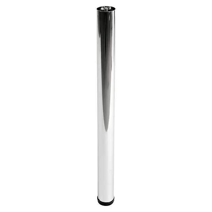 Element System Möbelfuß - Ø x H: 6 x 70 cm, Traglast: 75 kg, Stahl, Chrom - Hier ist ein hochglanzpolierter, zylindrischer Edelstahl-Ständer. Er eignet sich ideal für Ausstellungen oder als modernes Dekorationselement.