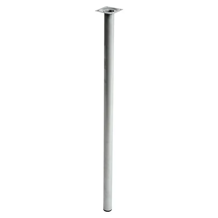 Pata para muebles - Ø x Al: 3 x 70 cm, Acero, Cromado, Mate - Pata de mesa plateada con placa de montaje cuadrada. Ideal para diseños de muebles modernos y construcciones de mesa estables.