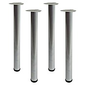 Element System Möbelfuß-Set Toskana (Ø x L: 60 x 700 mm, Weiß/Aluminium, Traglast: 75 kg, 4 Stk.)