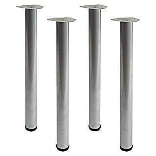 Element System Möbelfuß-Set Toskana (Ø x H: 6 x 70 cm, Traglast: 75 kg, Stahl, 4 Stk., Weiß/Aluminium)