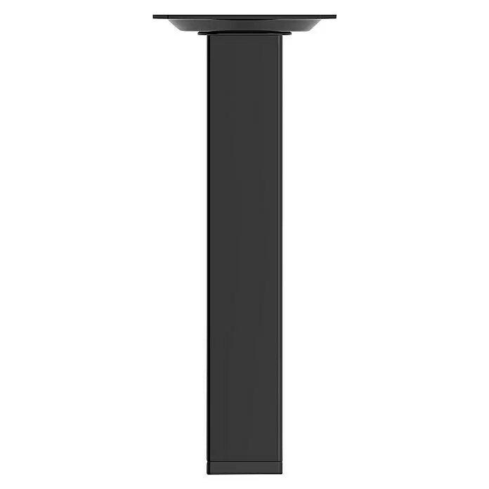 Element System Pata para muebles - 2,5 x 2,5 x 20 cm, Capacidad de carga: 30 kg, Acero, Negro - Pata de mesa rectangular negra con placa superior plana.