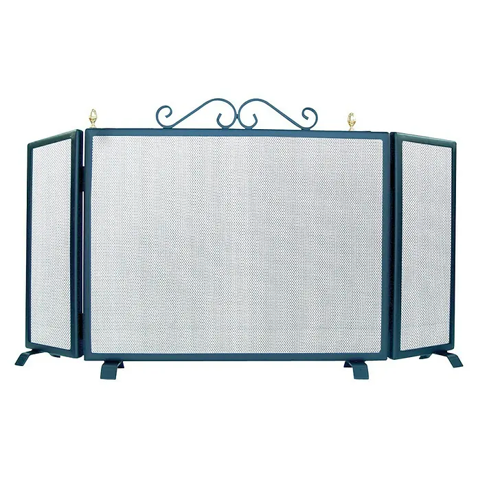 Imex El Zorro Salvachispas plegable - 110 x 60 cm, Gris - Elegante protector de chimenea de metal de tres paneles con detalles decorativos, proporcionando seguridad y estilo.