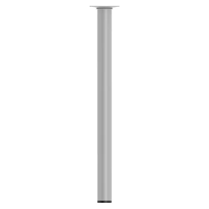 Element System Möbelfuß - Ø x H: 3 x 40 cm, Traglast: 50 kg, Stahl, Weiß/Aluminium - Ein eleganter, grauer Säulentischfuß, der modernes Design und Funktionalität vereint und eine stabile Basis für jeden Tisch bietet.