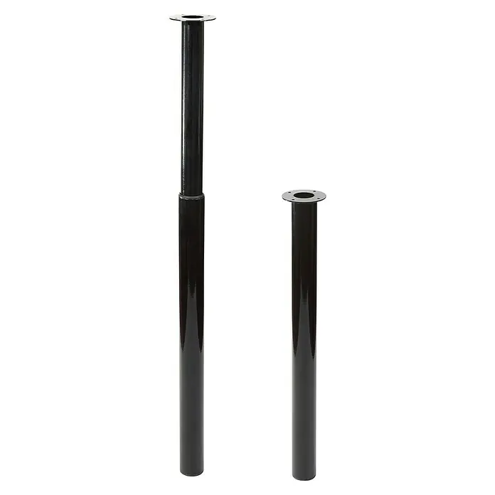 Rei Teleskop-Möbelfuß - Durchmesser: 6 cm, Höhenverstellung: 71 cm - 100 cm, Stahl, Schwarz - Zwei schwarze Tischbeine mit Metallfuß, eines teleskopierbar, für verschiedene Tischhöhen und modernes Design.
