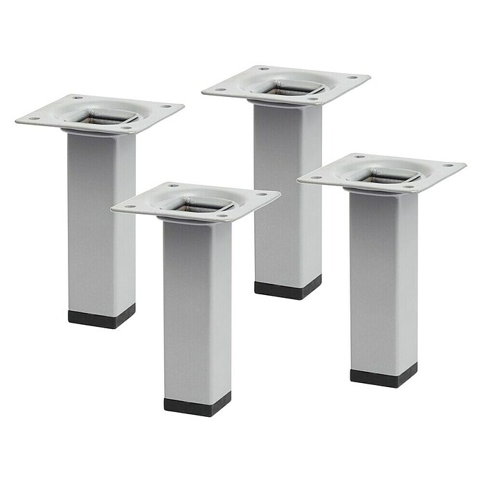 Element System Möbelfuß-Set Burgund (Ø x H: 30 x 100 mm, Traglast: 50 kg, Weiß/Aluminium, 4 Stk.)