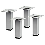 Element System Möbelfuß-Set Burgund (Ø x H: 30 x 100 mm, Traglast: 50 kg, Weiß/Aluminium, 4 Stk.)