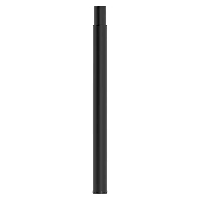 Rei Teleskop-Möbelfuß - Durchmesser: 6 cm, Höhenverstellung: 71 cm - 100 cm, Stahl, Schwarz - Schwarzer, schlanker, zylindrischer Pfefferstreuer mit einer silbernen Kappe auf einem schwarzen Hintergrund für die Tischdekoration.