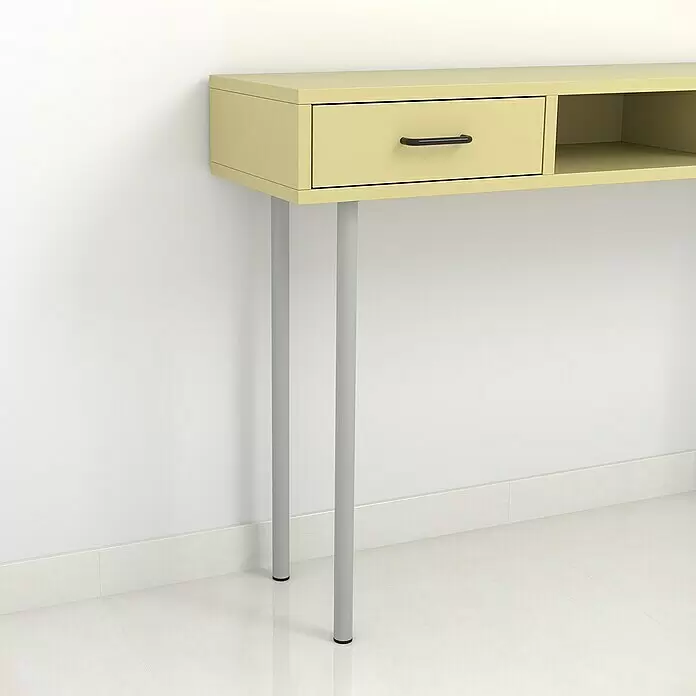Element System Möbelfuß - Ø x H: 3 x 80 cm, Traglast: 50 kg, Stahl, Weiß/Aluminium - Stimmungsaufnahme