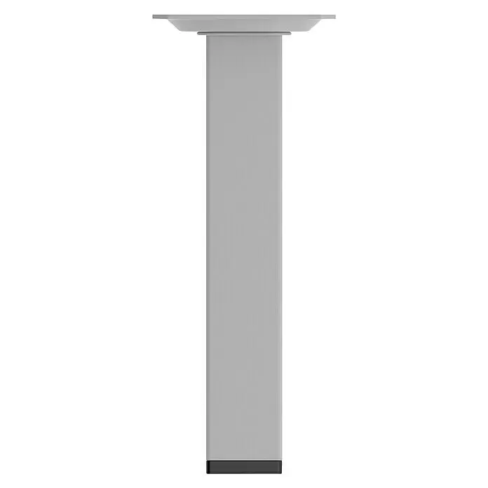 Element System Pata para muebles - 2,5 x 2,5 x 20 cm, Capacidad de carga: 30 kg, Acero, Aluminio blanco - Pata de mueble rectangular gris alta con tapa plana y base negra.