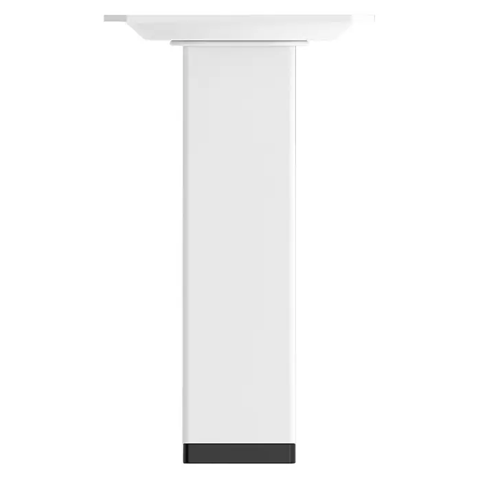 Rei Möbelfuß-Set - L x B x H: 25 x 25 x 100 mm, Stahl, 4 Stk., Weiß - Nahaufnahme einer weißen Tischbeinverlängerung. Elegant, stabil und ideal für höhenverstellbare Tische mit modernem Design, passend für jedes Büro.
