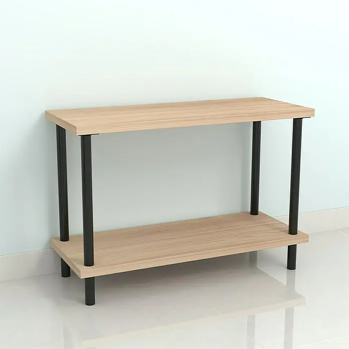 Rei Möbelfuß-Set - Ø x H: 3 cm x 150 mm, Stahl, 4 Stk., Schwarz - Elegantes Sideboard mit zwei Ablagen in Holzoptik und schwarzen Metallbeinen für einen modernen Look. Perfekt für Flur oder Wohnzimmer.