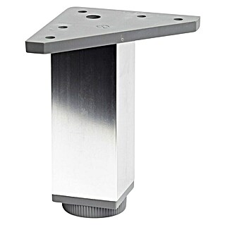 Pata para muebles (L x An x Al: 4 x 4 x 12 cm, Aluminio, Cromo, Cuadrado, 1 ud.)