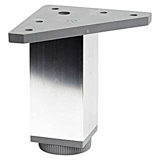 Pata para muebles (L x An x Al: 4 x 4 x 10 cm, Aluminio, Cromo, Cuadrado, 1 ud.)