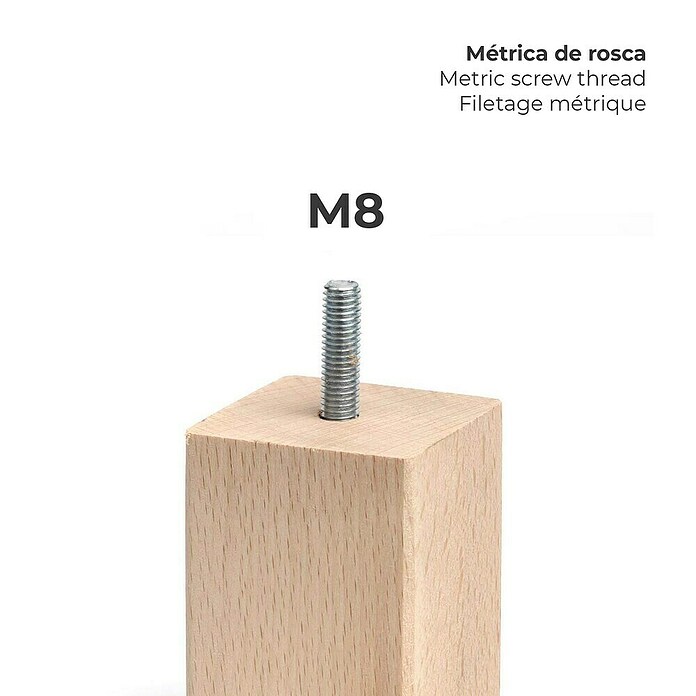 Rei Pata para muebles (L x An x Al: 4,7 x 4,7 x 8 cm, Ø x Al: 4,6 x 8 cm, Capacidad de carga: 150 kg, Madera) | BAUHAUS