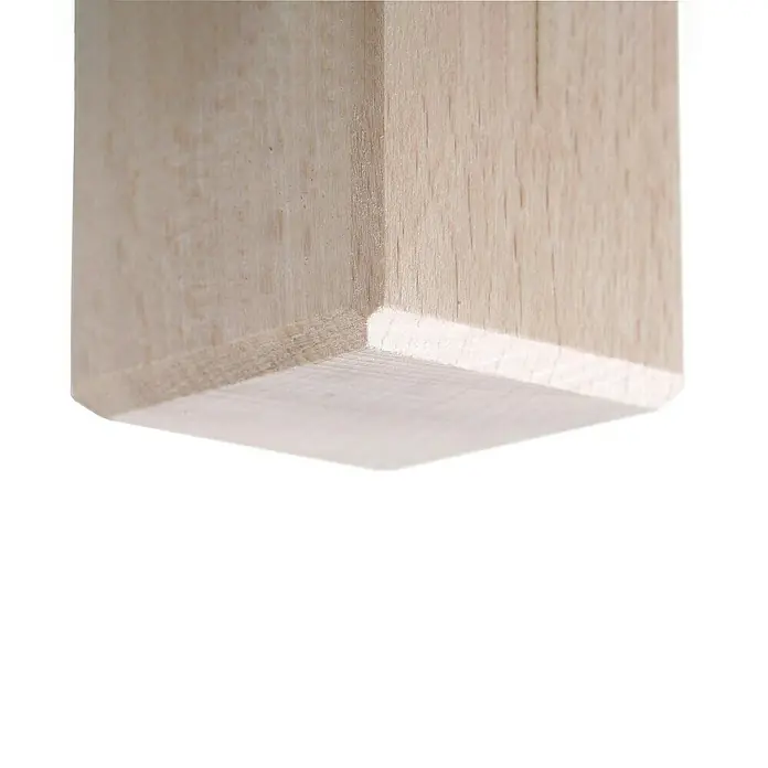 Rei Pata para muebles - L x An x Al: 5 x 5 x 8 cm, Capacidad de carga: 20 kg, Madera - Primer plano de un poste de madera clara sin terminar con bordes redondeados, ideal para la fabricación de muebles y proyectos de bricolaje.