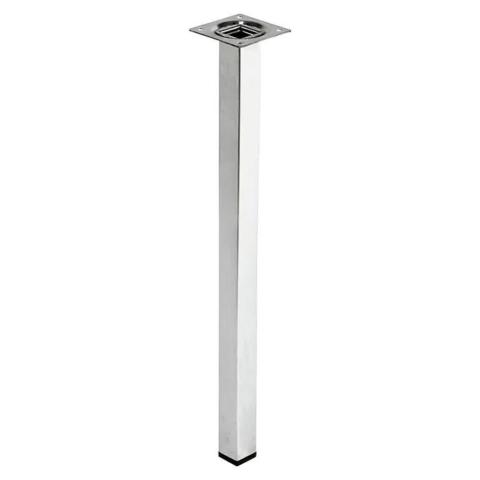 Rei Möbelfuß - L x B x H: 25 x 25 x 400 mm, Stahl, Silber - Metallfuß für Möbel, glänzend verchromt und quadratisch, ideal zur stilvollen Erhöhung von Möbeln.