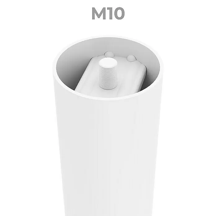 Rei Möbelfuß - Ø x H: 8 cm x 710 mm, Stahl, Weiß - Detailaufnahme
