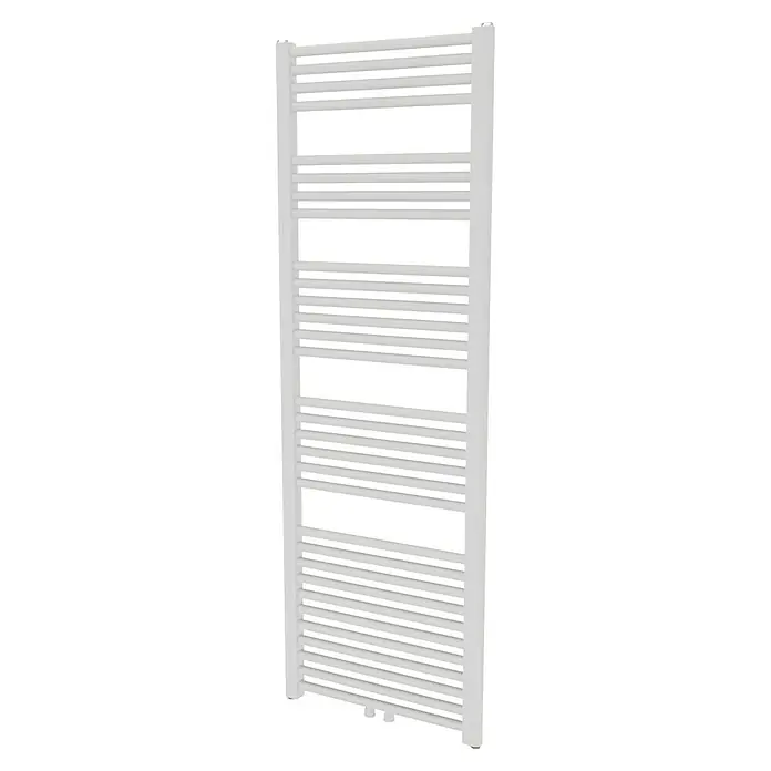 Ximax Badheizkörper Alpha - B x H: 500 x 1.454 mm, Wärmeleistung bei Vorlauftemperatur von 75 °C (D: 50): 675 W - Ein schlanker, weißer Handtuchwärmer mit vielen horizontalen Stangen für optimales Trocknen und Wärmen im Badezimmer.